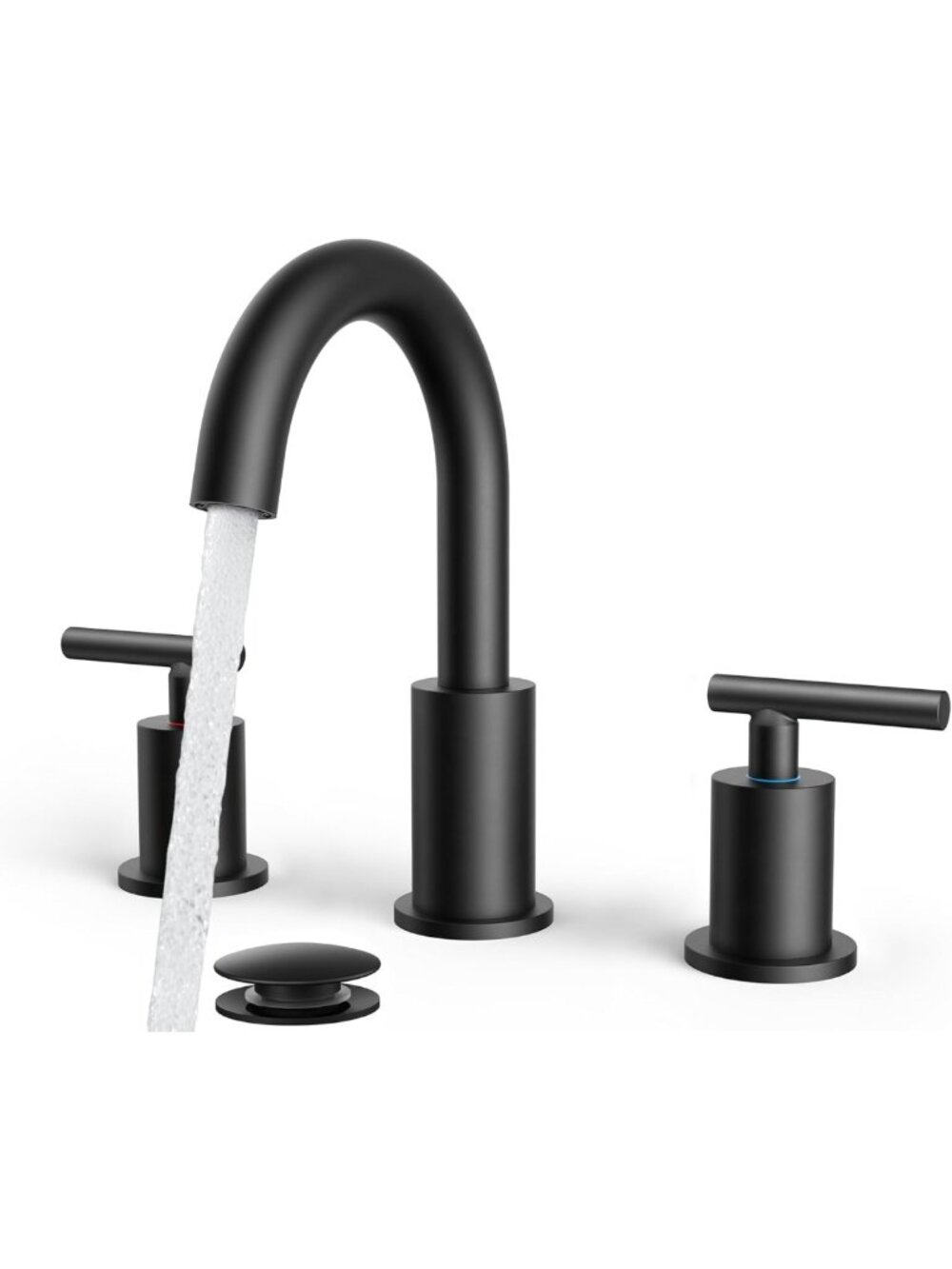 Matte Black Widespread Bathroom Faucet, 3 Hole Vanity Sink Fixture, Modern